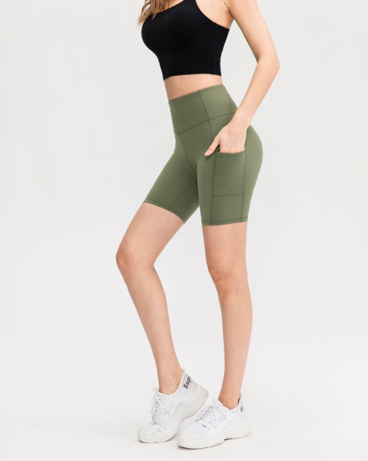Belltoile™ Yeşil Yüksek Bel Çabuk Kuruyan Yoga Şort