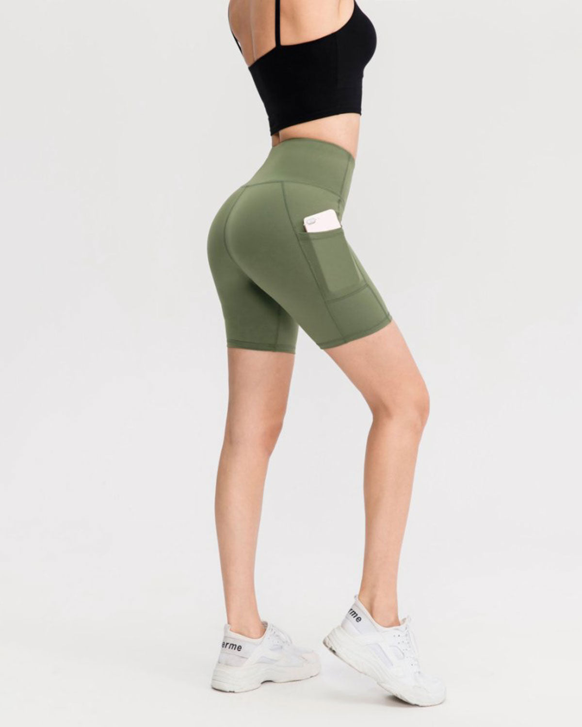 Belltoile™ Yeşil Yüksek Bel Çabuk Kuruyan Yoga Şort