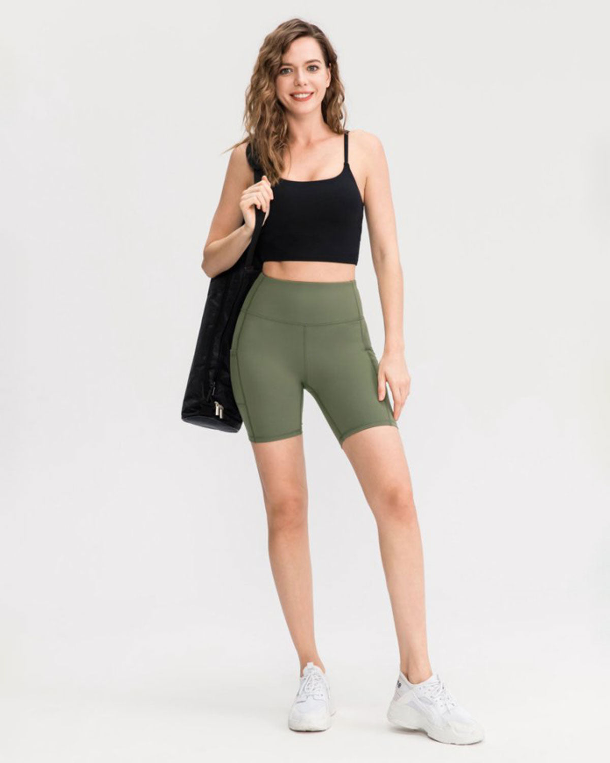 Belltoile™ Yeşil Yüksek Bel Çabuk Kuruyan Yoga Şort