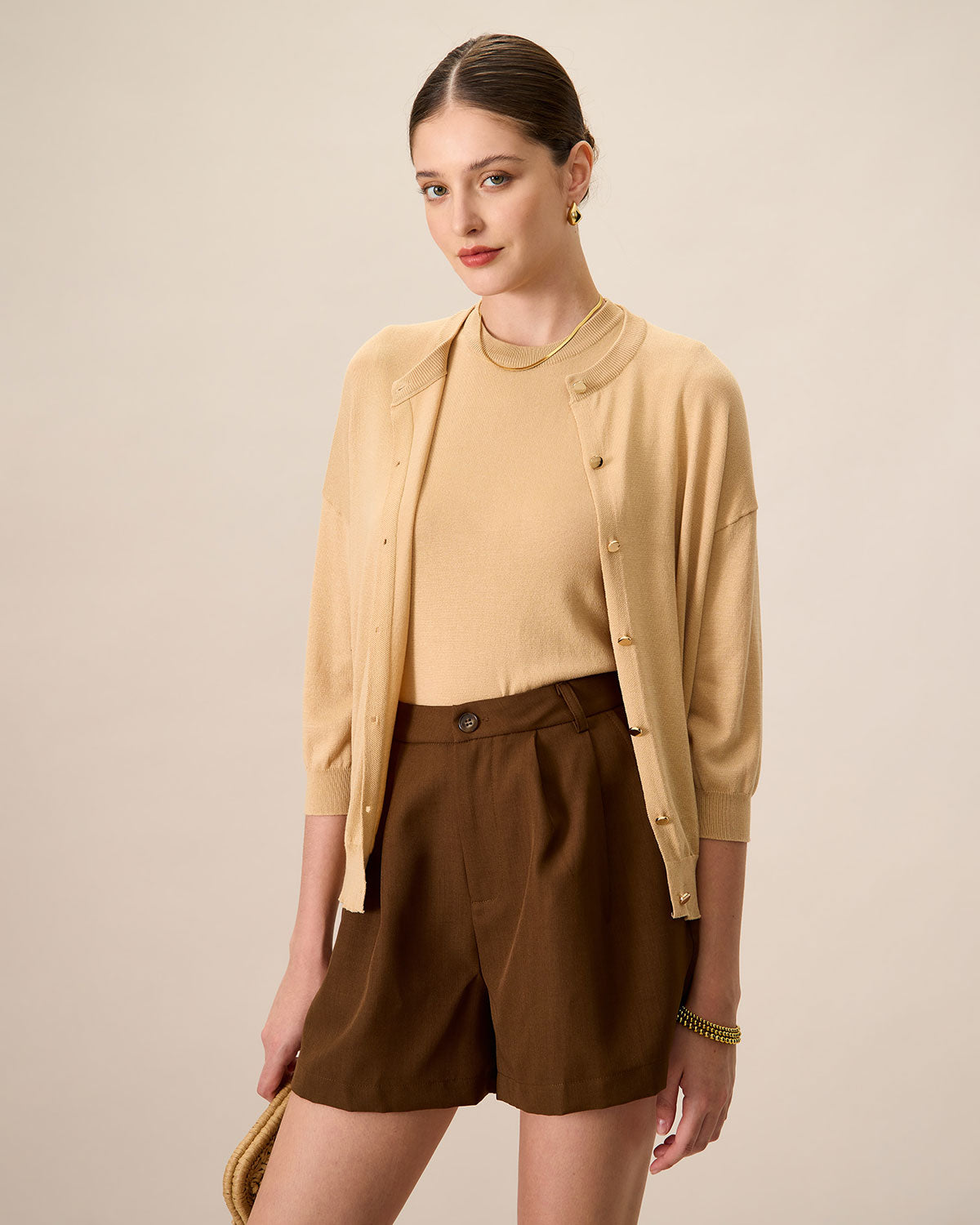 Belltoile™ Kadın Haki Bisiklet Yaka Fitilli Tencel Hırka