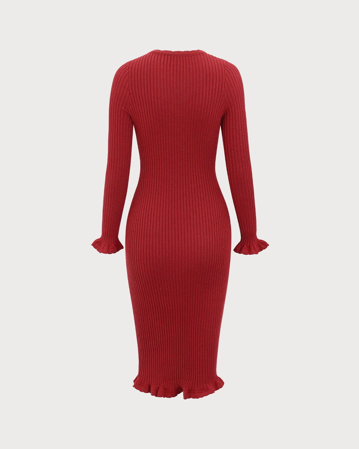 Belltoile™ Kırmızı Bodycon Çan Kol Kazak Elbise