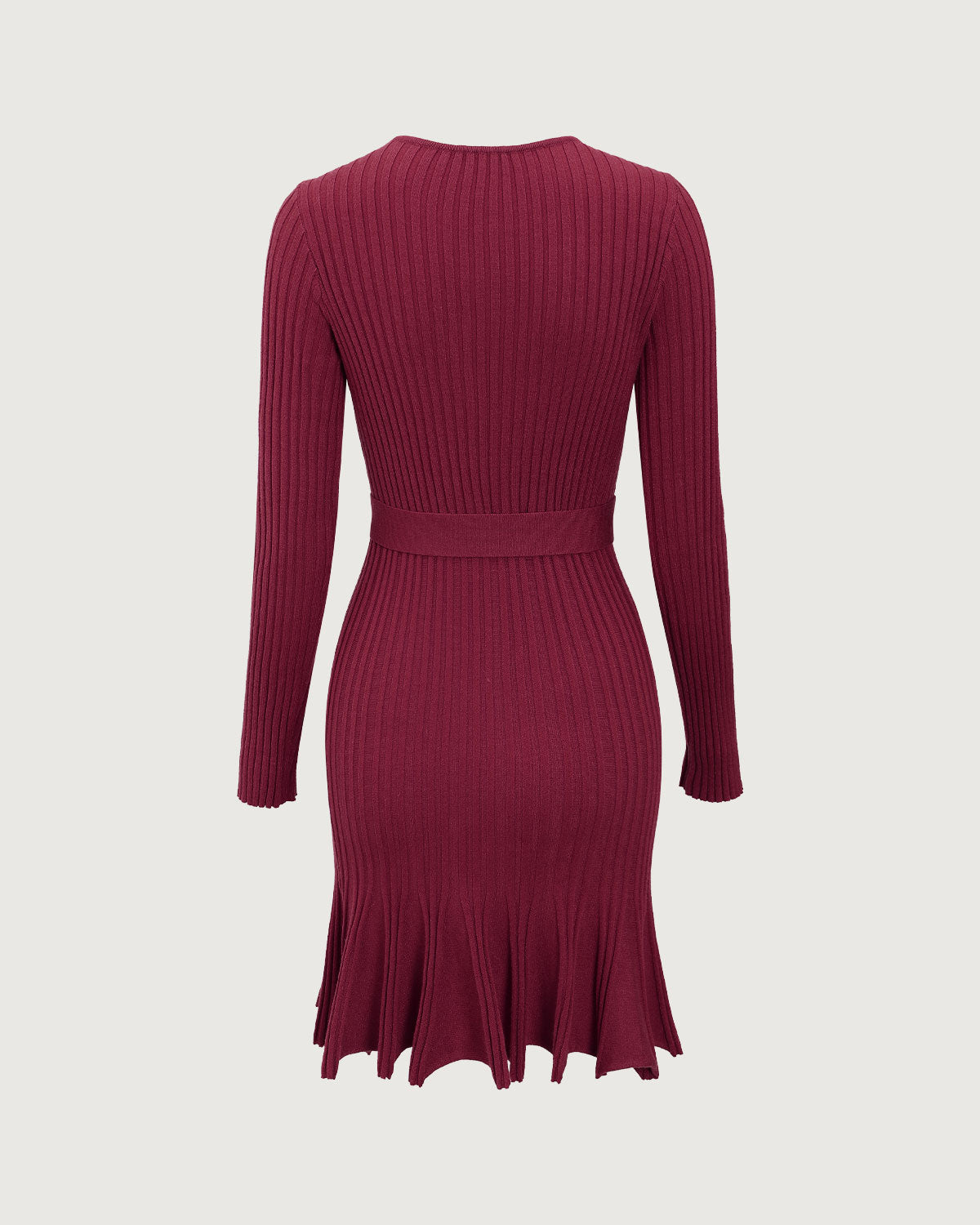 Belltoile™ Şarap Kırmızısı Anvelop Triko Mini Elbise