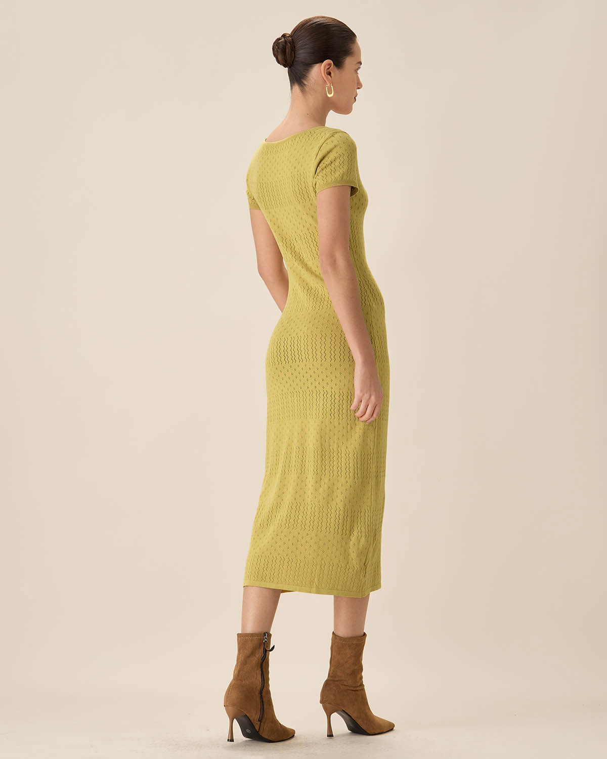 Belltoile™ Yeşil Kare Yaka Bodycon Midi Elbise