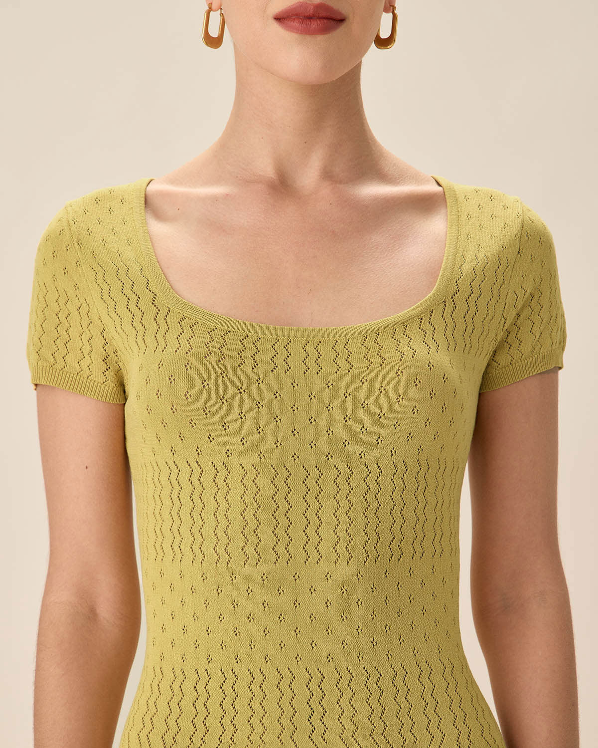 Belltoile™ Yeşil Kare Yaka Bodycon Midi Elbise