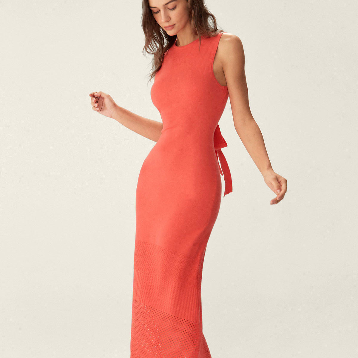Belltoile™ Kırmızı Bodycon Arkadan Bağlamalı Midi Elbise