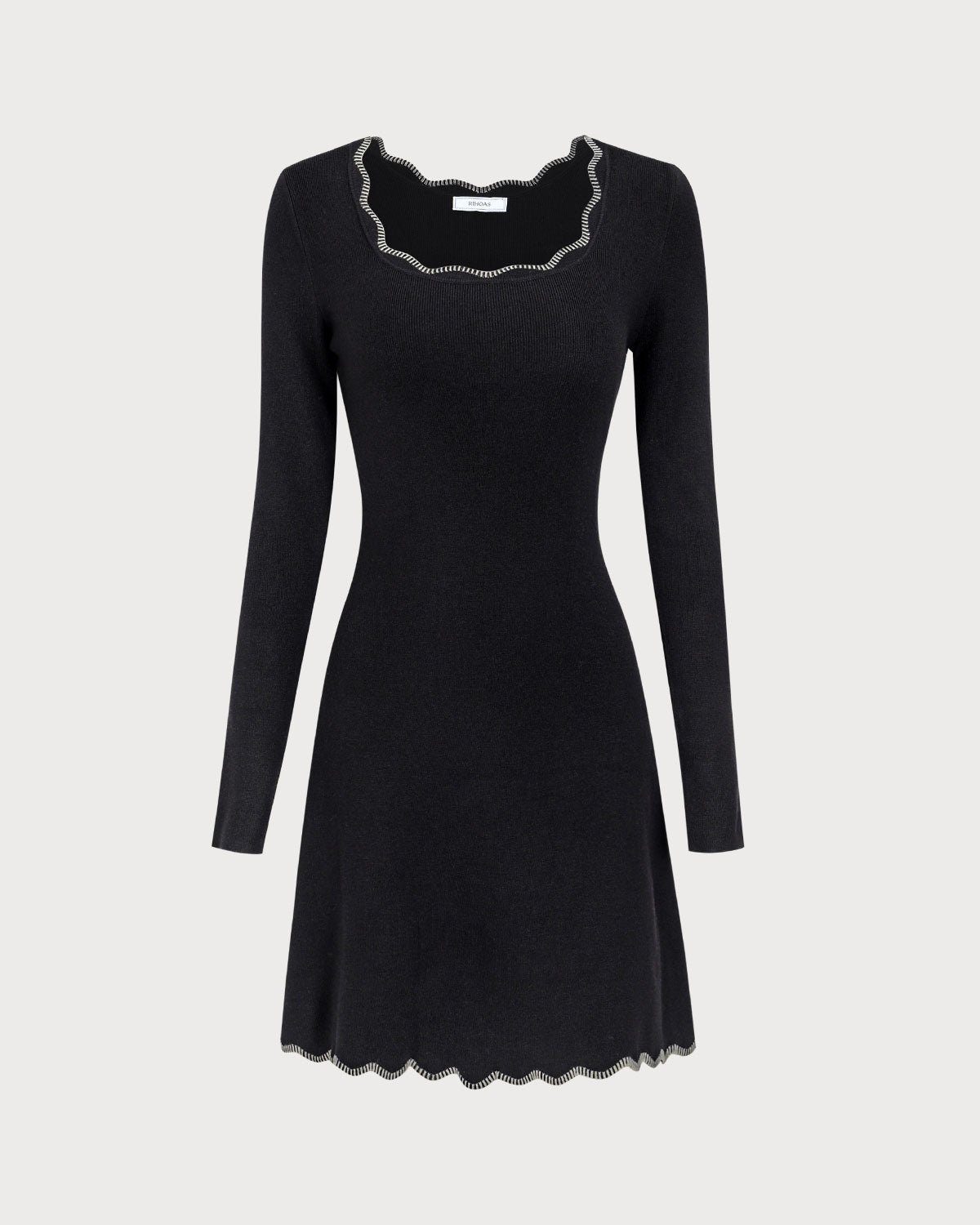 Belltoile™ Kadın Siyah Kontrast Triko Mini Elbise