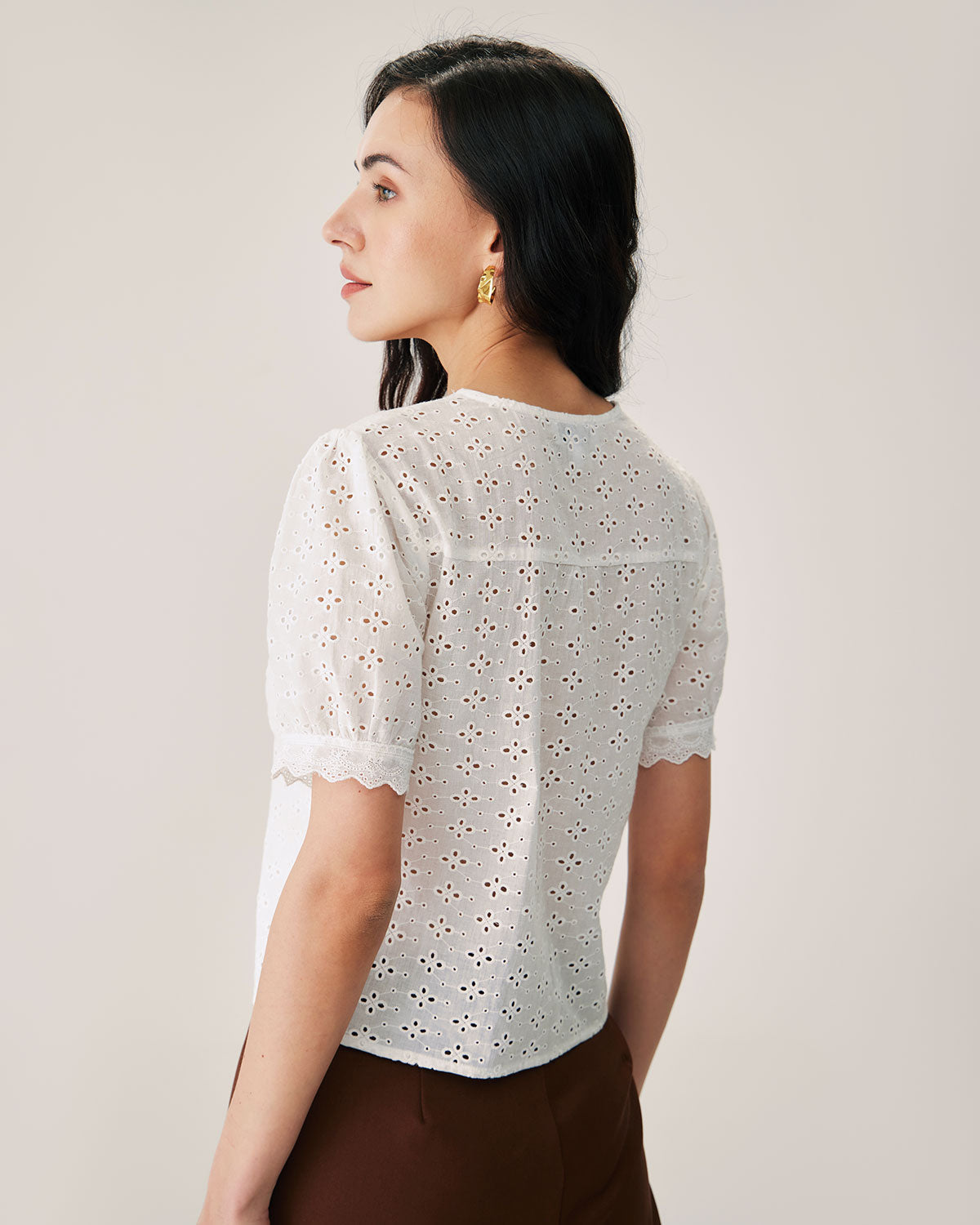 Belltoile™ Beyaz Nakışlı Kolları Kabarık Bluz