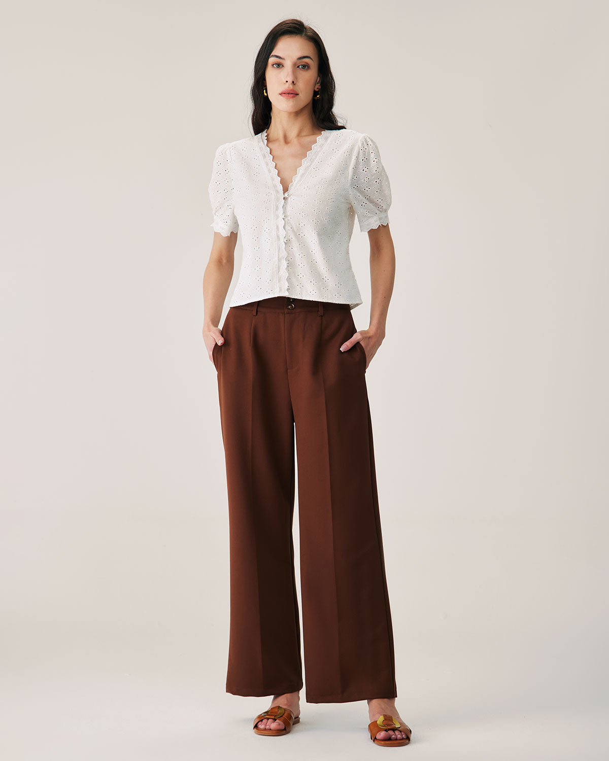 Belltoile™ Beyaz Nakışlı Kolları Kabarık Bluz