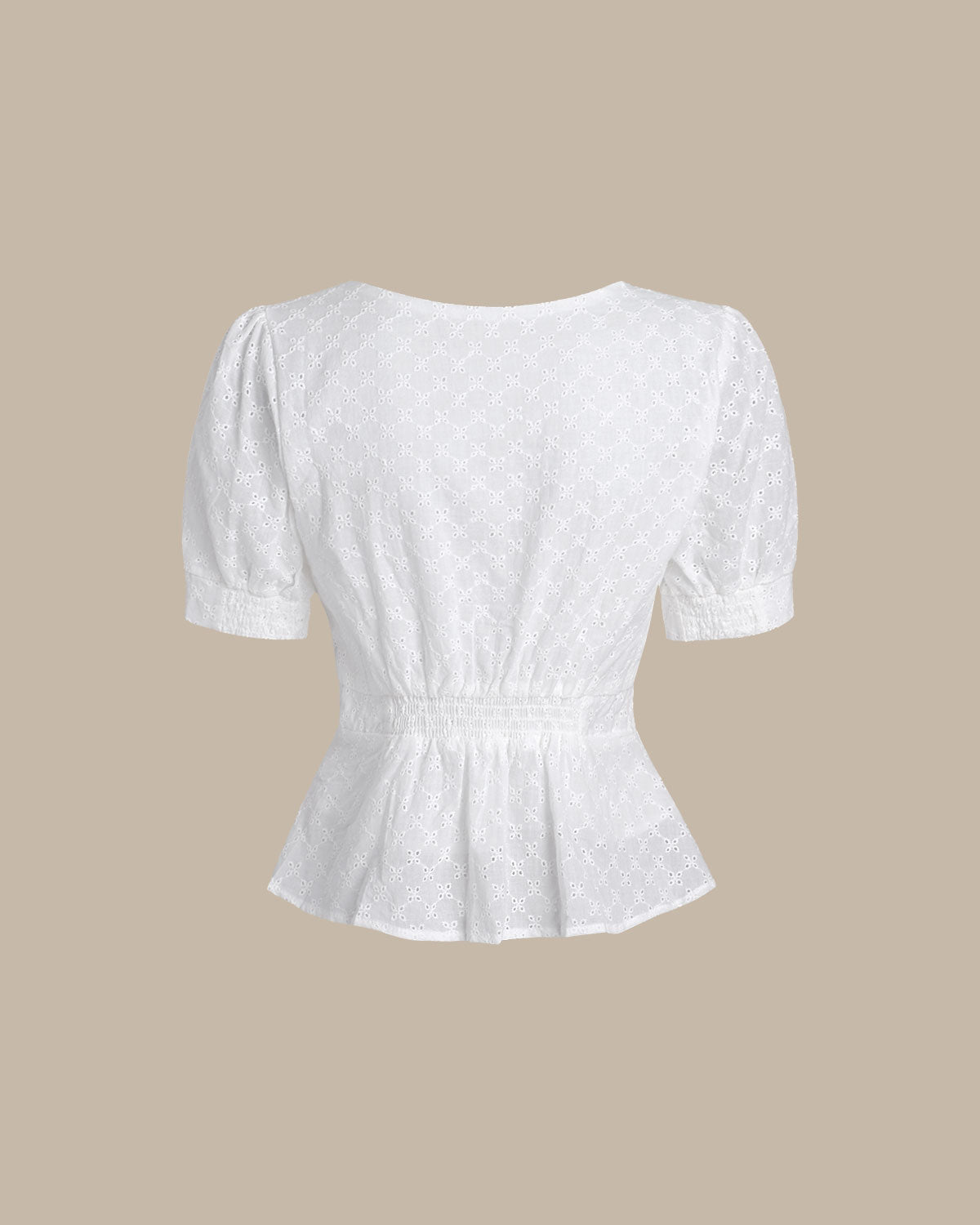 Belltoile™ Beyaz Nakış Düğmeli Yuvarlak Yaka Bluz
