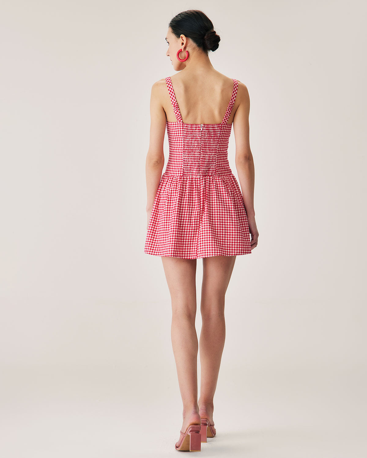 Belltoile™ Kırmızı Ekoseli Straplez Mini Elbise