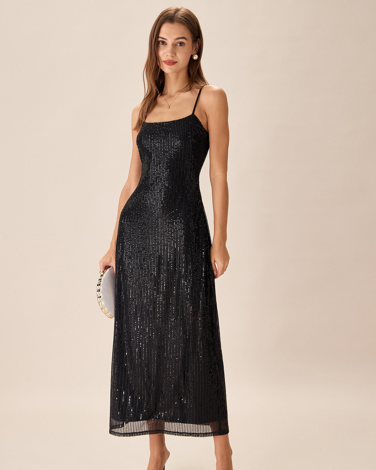 Belltoile Siyah Payet Bodycon Yırtmaçlı Maxi Elbise