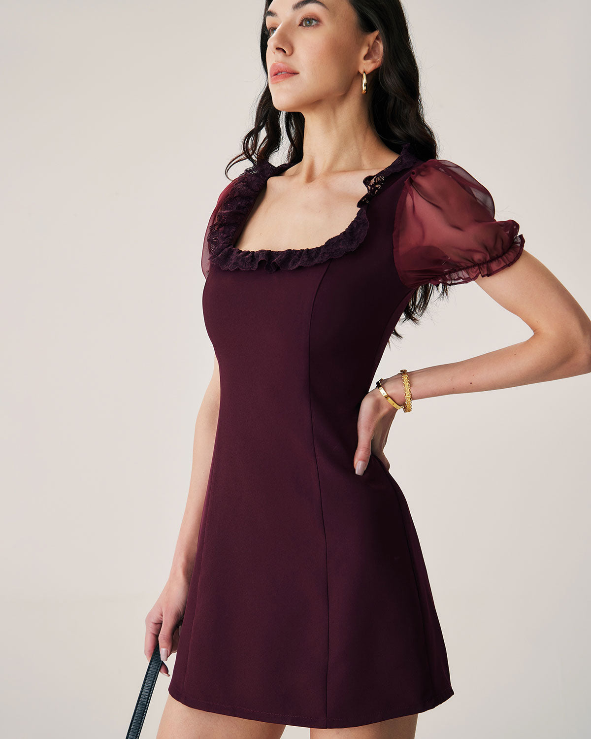 Belltoile™ Kırmızı Dantel Ekleme Mini Elbise