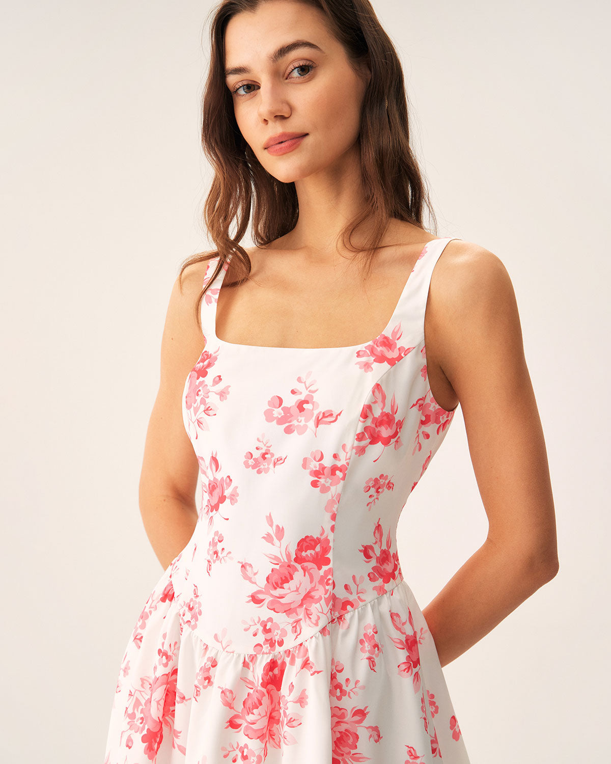 Belltoile™ Pembe Çiçekli Dantelli Mini Elbise