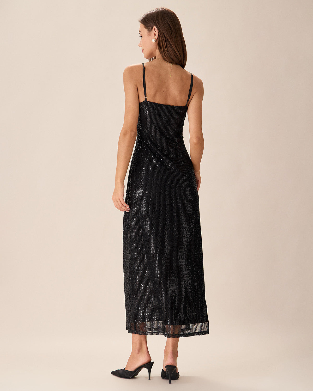 Belltoile Siyah Payet Bodycon Yırtmaçlı Maxi Elbise