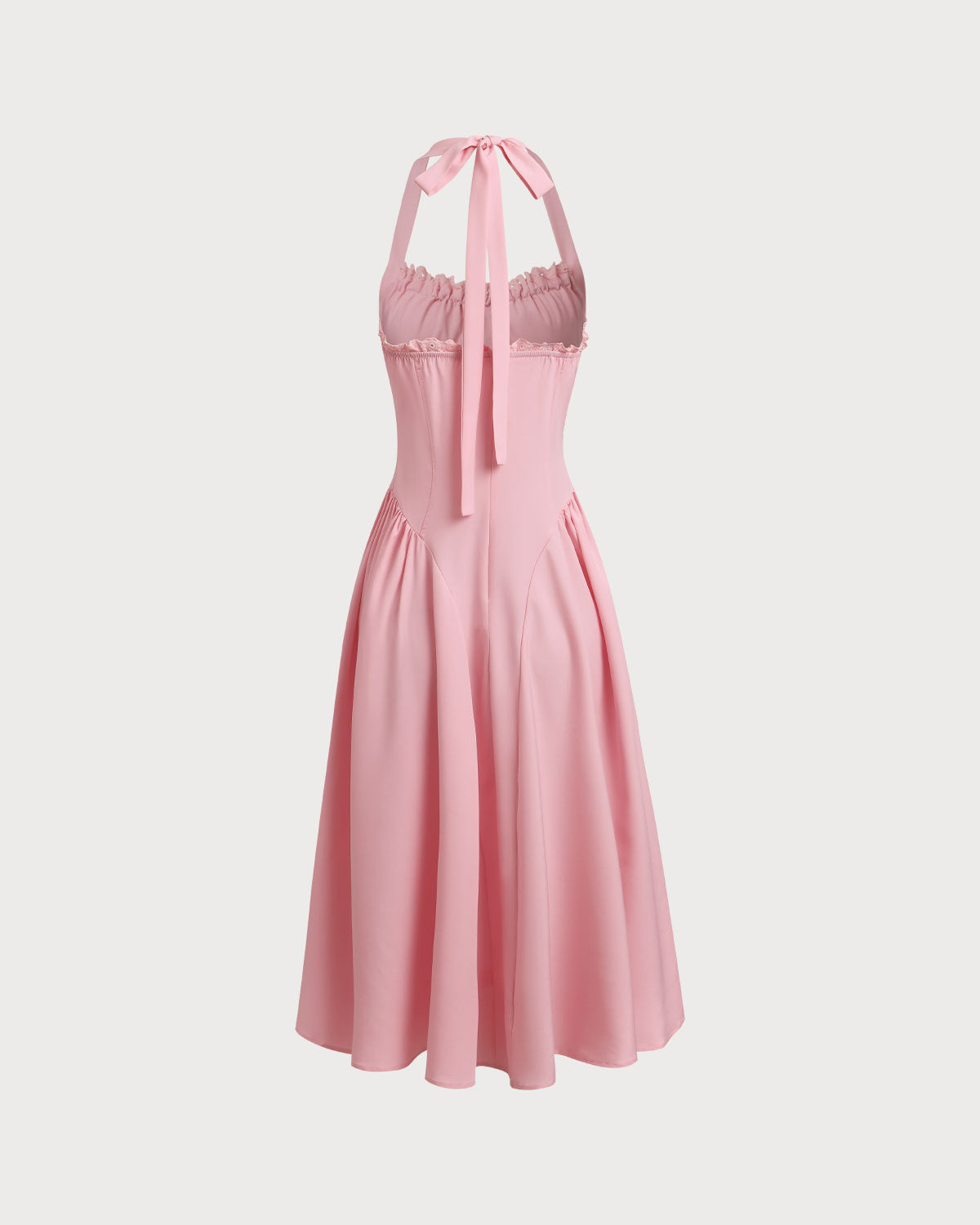 Belltoile Pembe Dantelli Boyundan Bağlamalı Midi Elbise