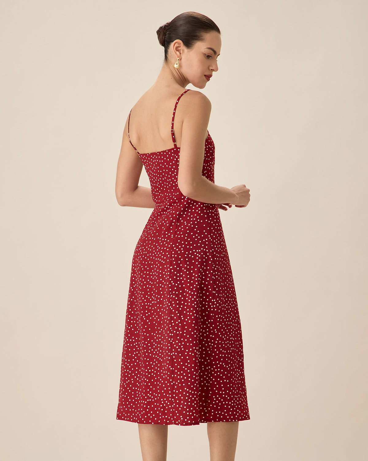 Belltoile™ Kırmızı Puantiyeli Slip Midi Elbise