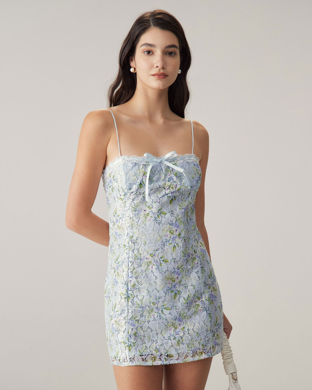 Belltoile™ Mavi Çiçekli Dantel Slip Mini Elbise