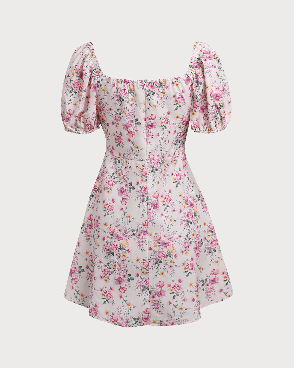 Belltoile Pembe Çiçekli Kare Yaka Dantelli Mini Elbise