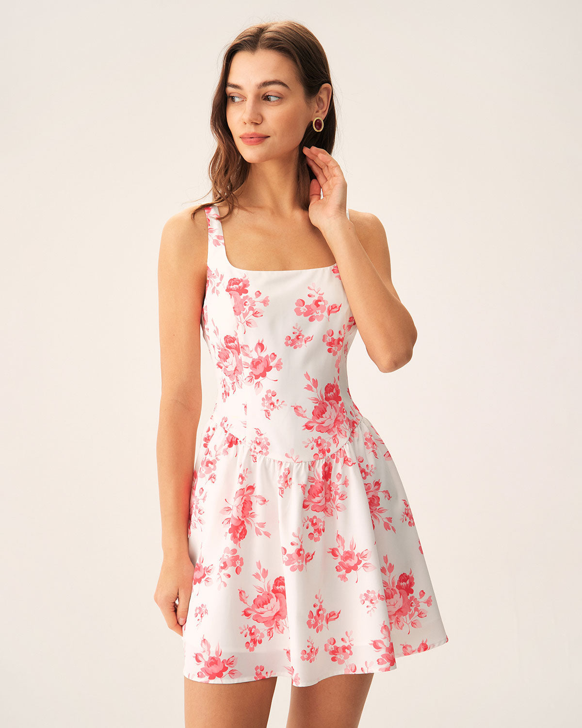 Belltoile™ Pembe Çiçekli Dantelli Mini Elbise