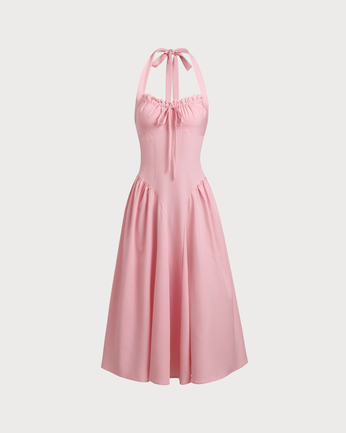 Belltoile Pembe Dantelli Boyundan Bağlamalı Midi Elbise