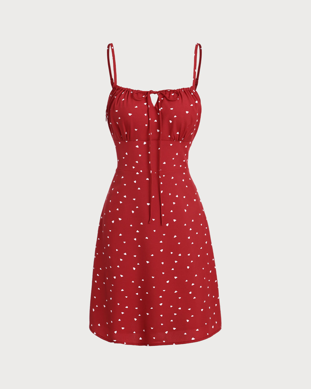 Belltoile™ Kırmızı Kalp Desenli Straplez Mini Elbise