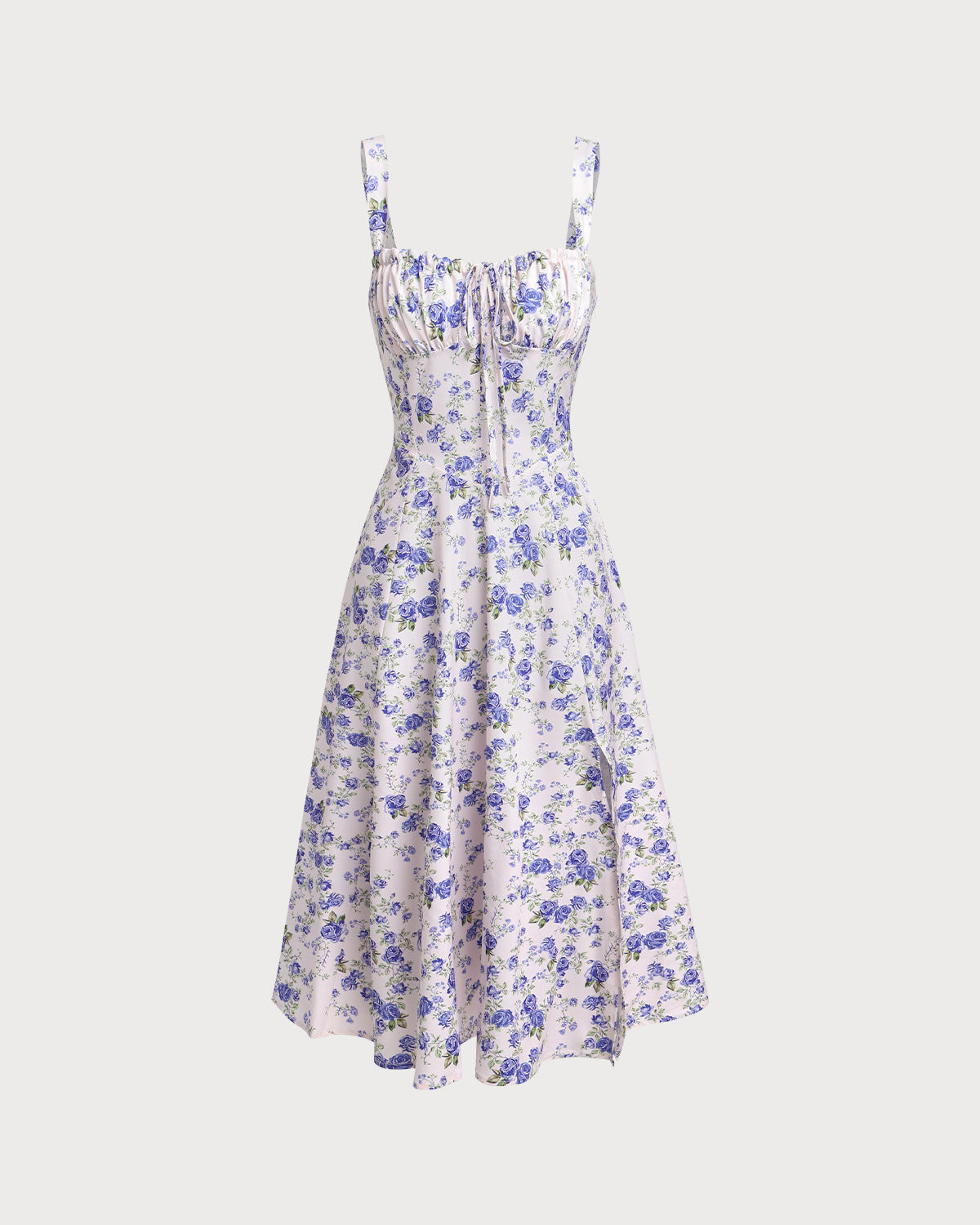 Belltoile Beyaz Çiçekli Dantelli Slip Midi Elbise