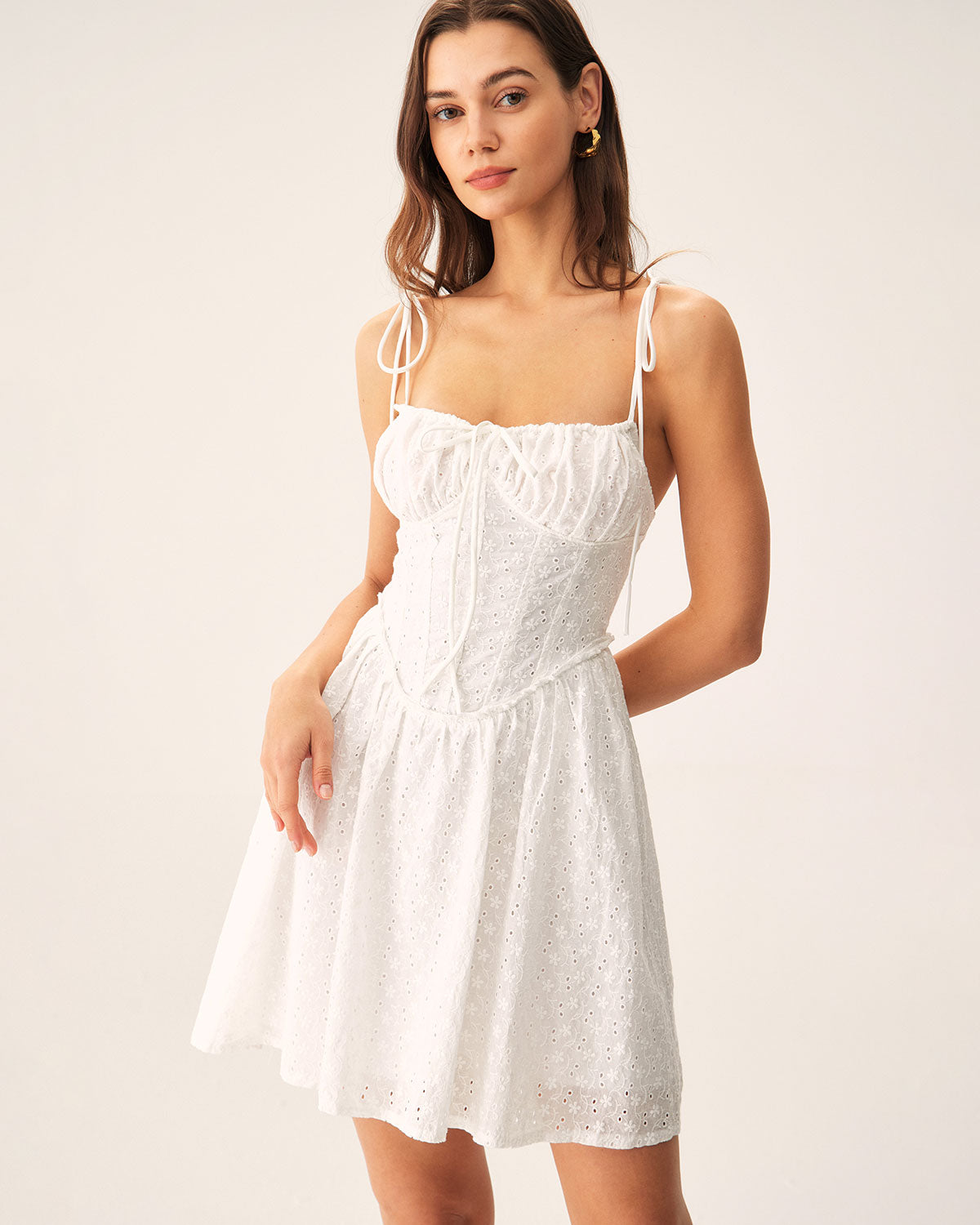 Belltoile™ Beyaz Dantelli Korse Slip Mini Elbise