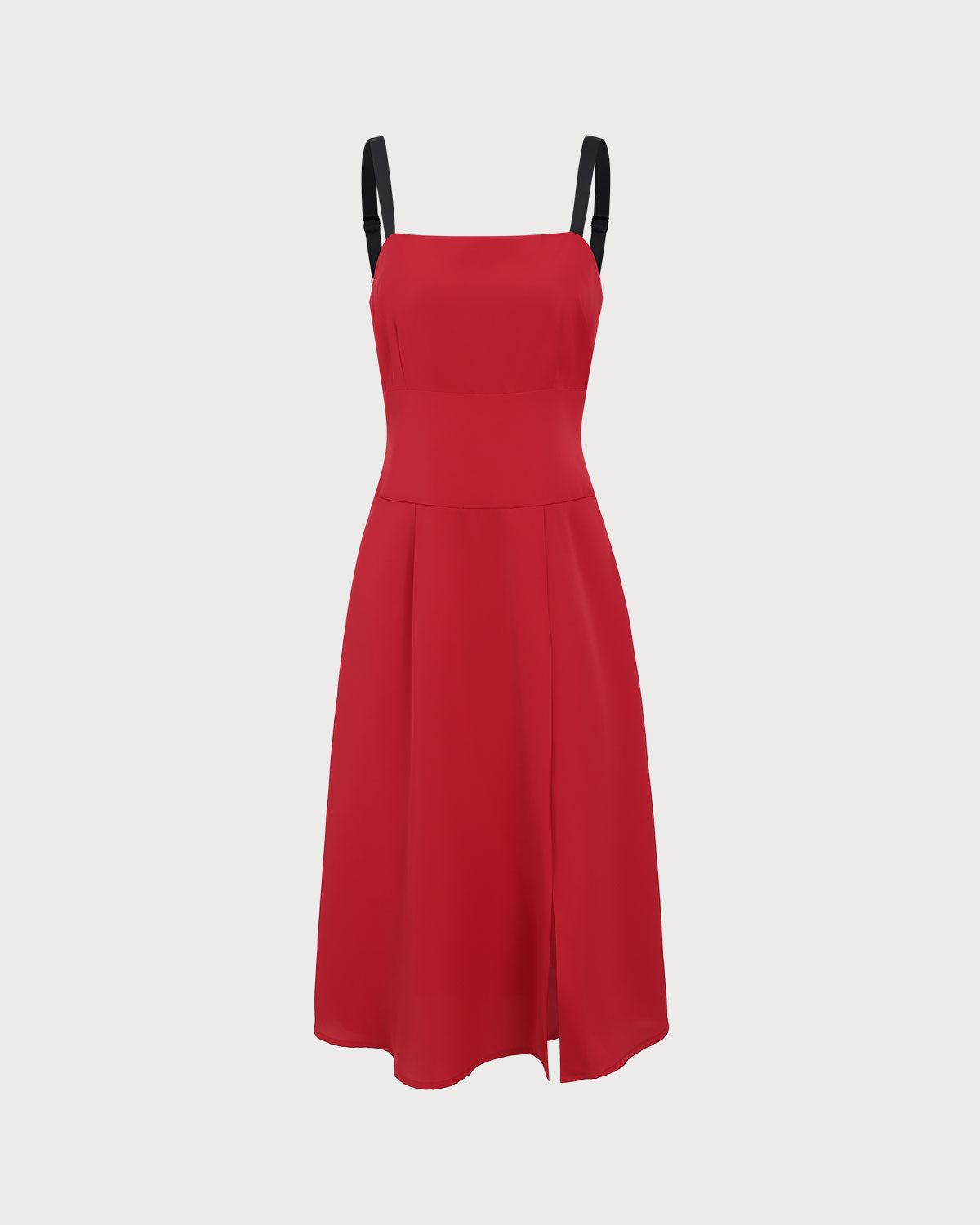 Belltoile™ Kırmızı Kontrast Yırtmaçlı Slip Midi Elbise