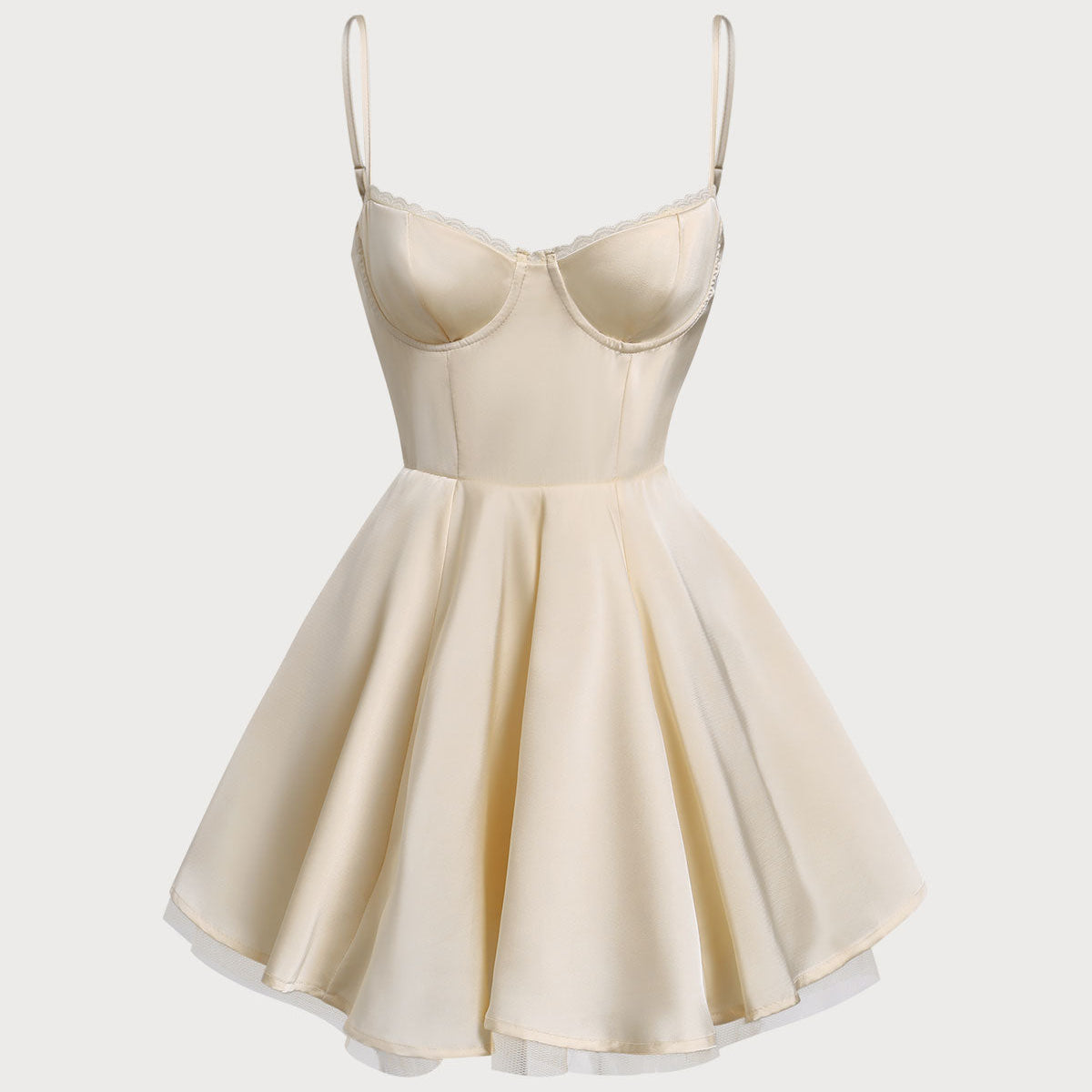 Belltoile™ Kayısı Taşlı Straplez Piliseli Mini Elbise