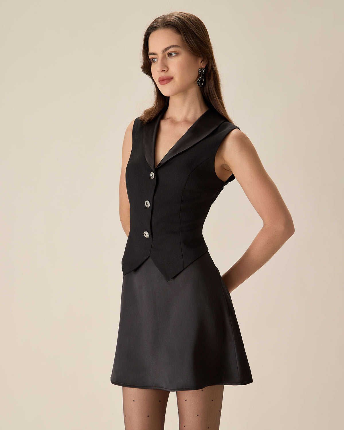 Belltoile™ Siyah V Yaka Büzgülü Mini Elbise