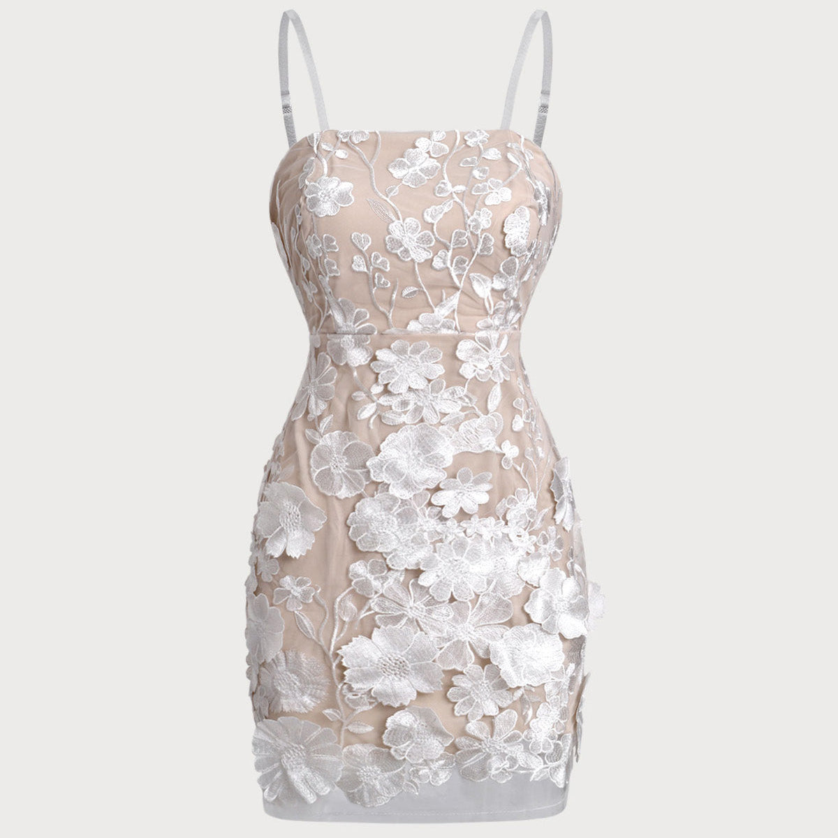 Belltoile Beyaz Çiçekli Bodycon Slip Mini Elbise