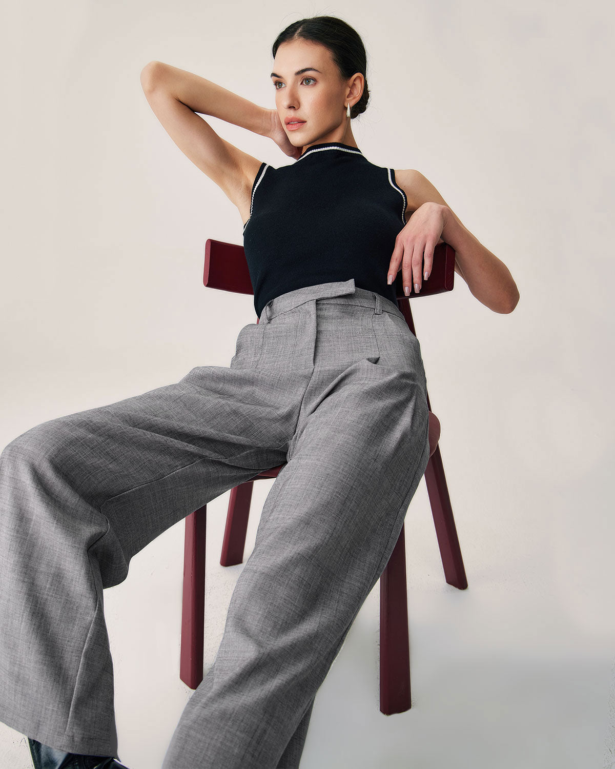 Belltoile™ Gri Doğal Belli Düz Pantolon