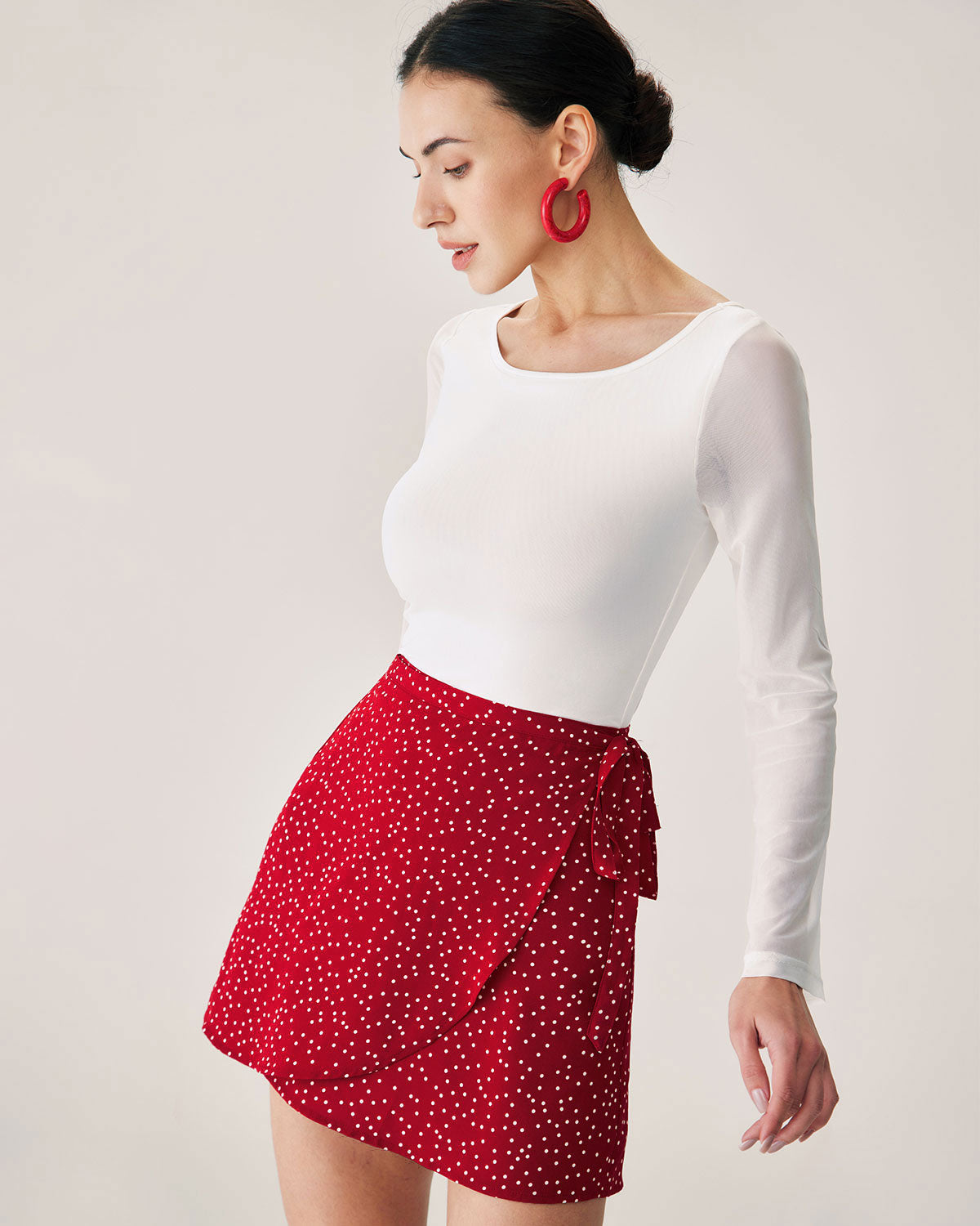 Belltoile™ Kırmızı Puantiyeli Anvelop Mini Etek