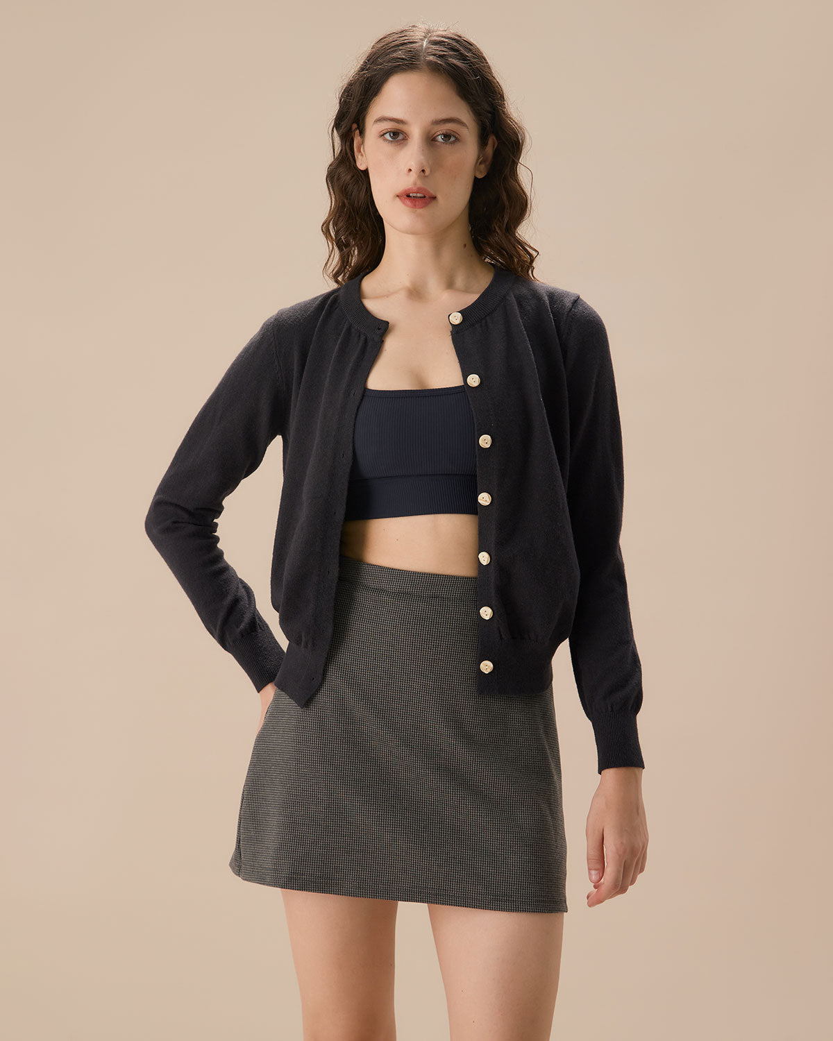 Belltoile™ Gri Ekose Mini Etek
