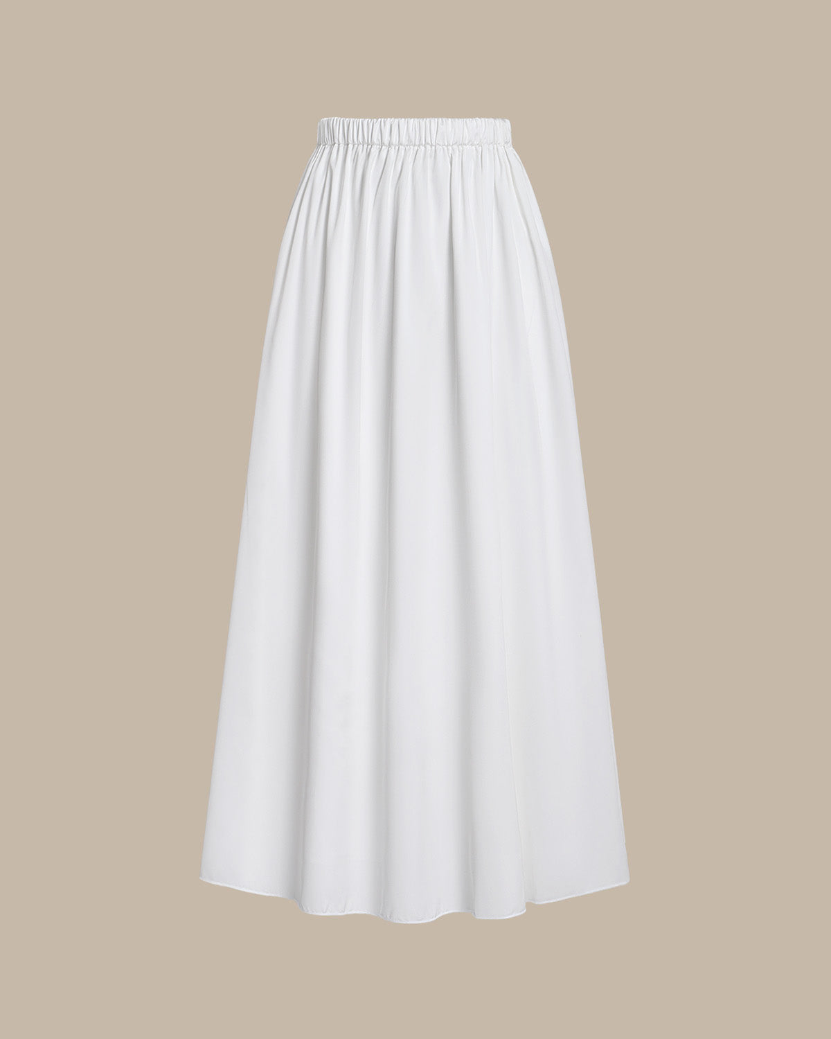 Belltoile Beyaz Yüksek Bel Beli Lastikli Midi Etek