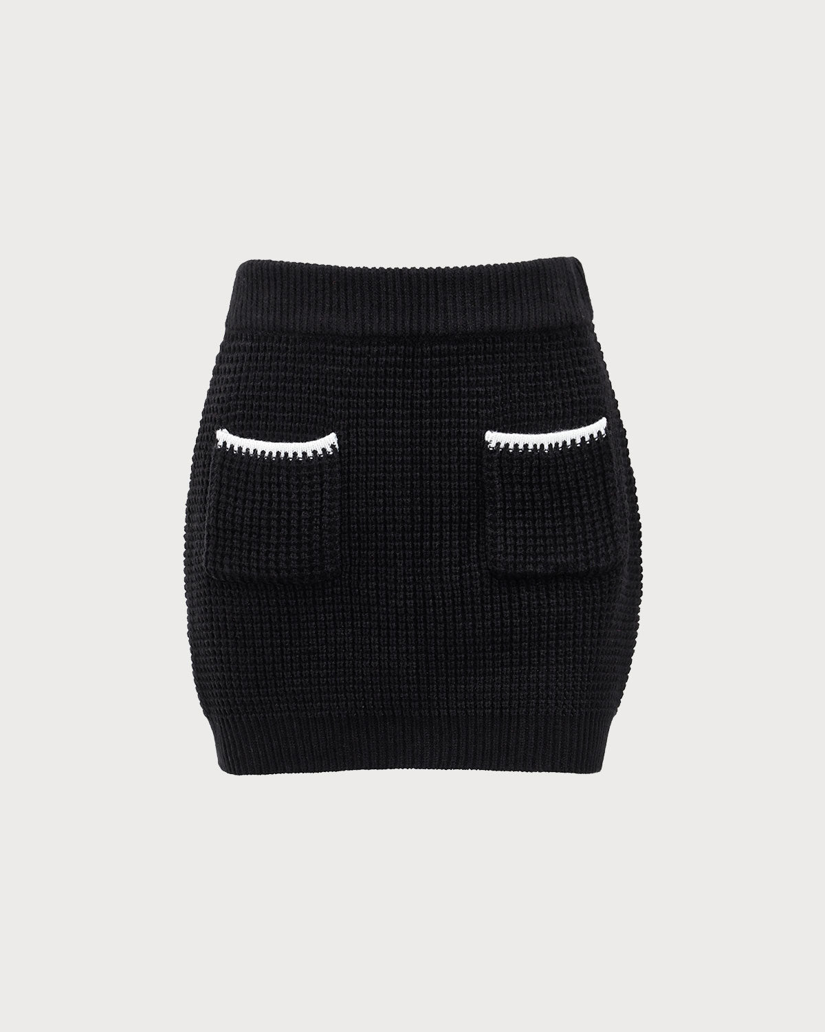 Belltoile™ Siyah Kontrast Triko A Kesim Mini Etek