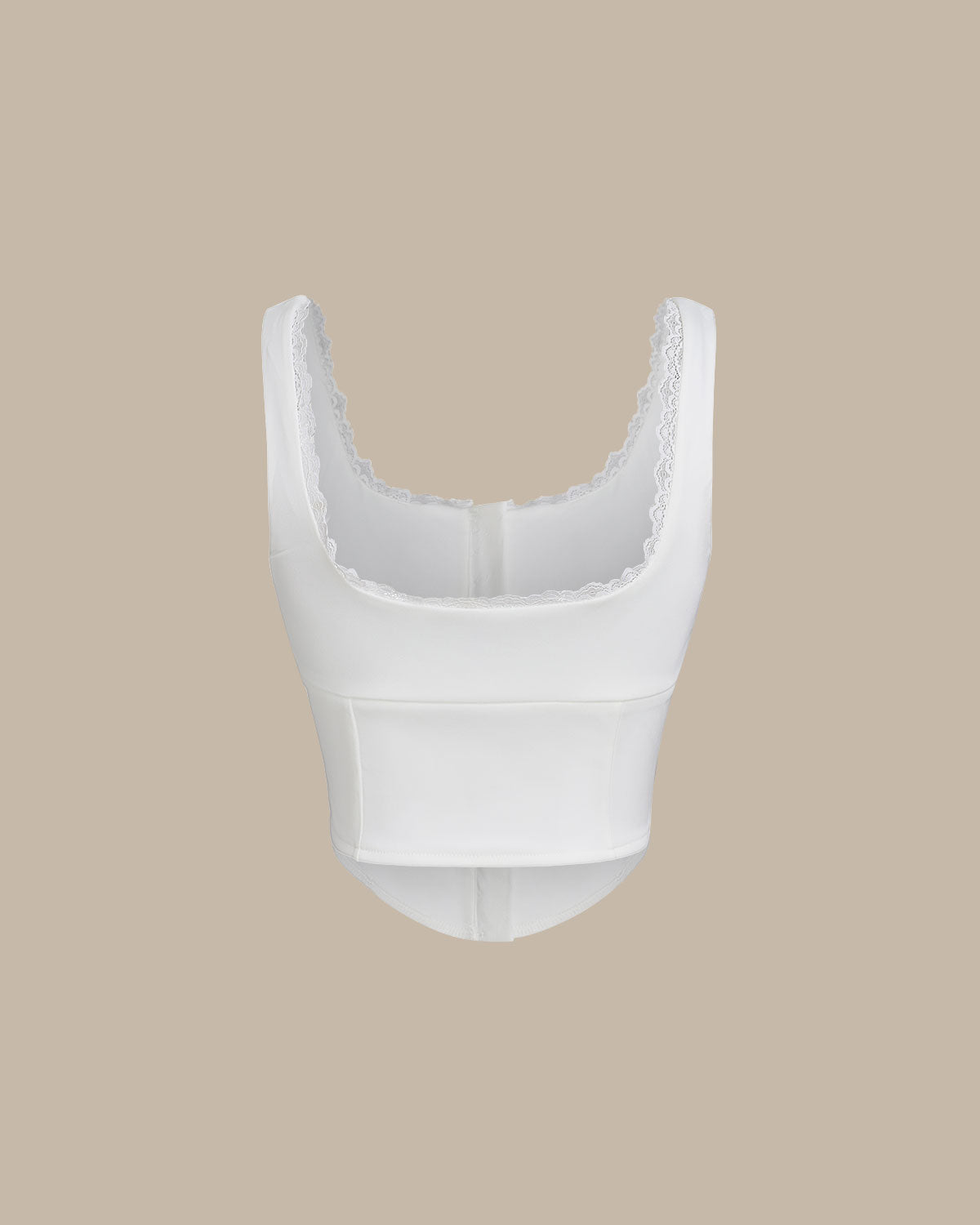 Belltoile™ Beyaz U Yaka Dantelli Kolsuz Bluz
