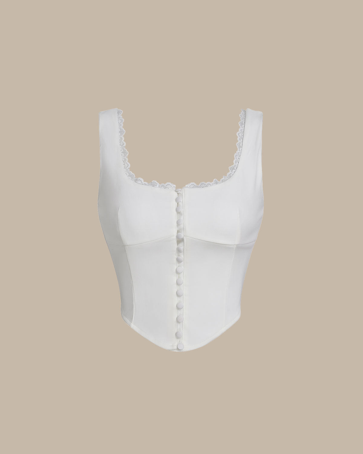 Belltoile™ Beyaz U Yaka Dantelli Kolsuz Bluz