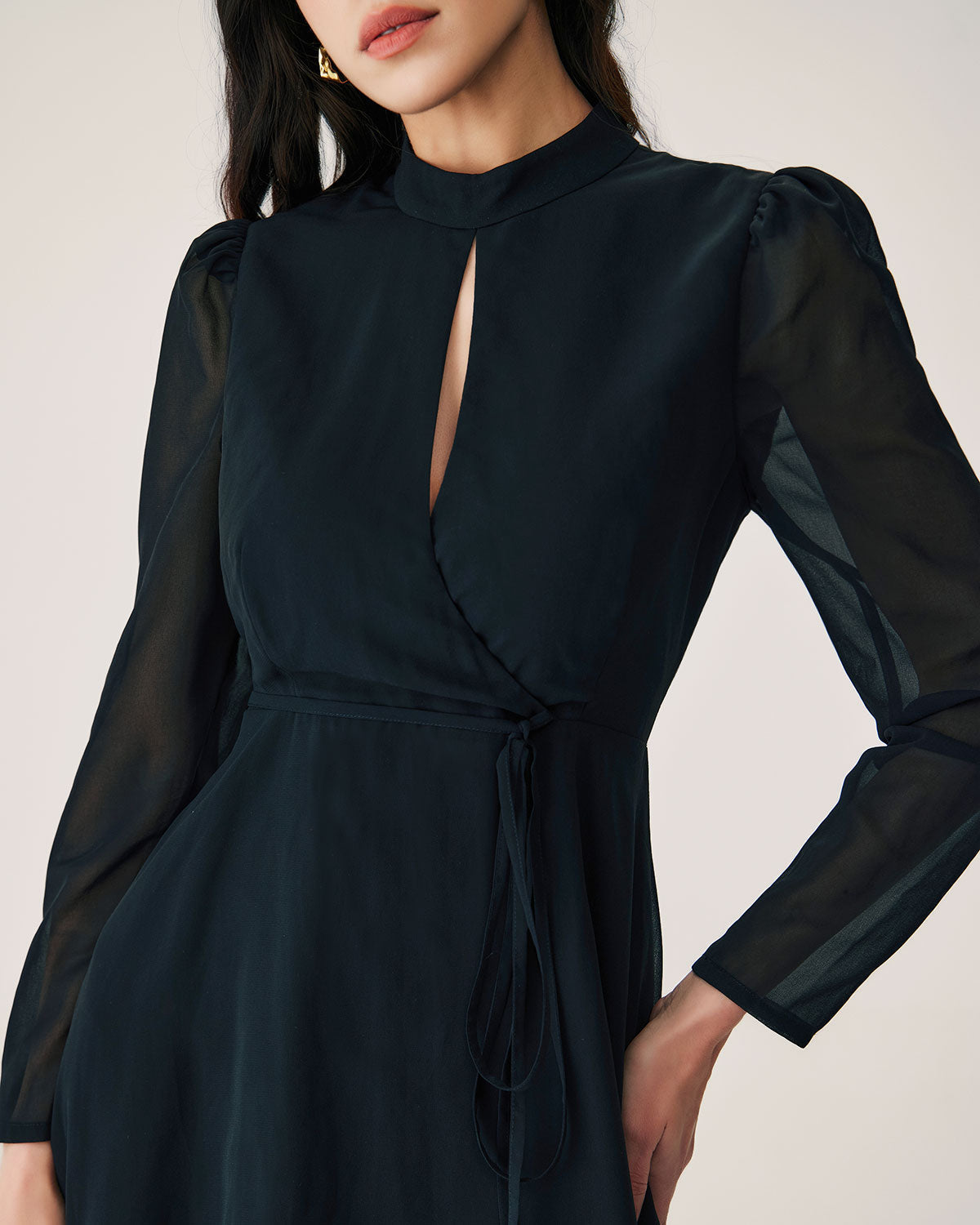Belltoile™ Siyah Şifon Anvelop Mini Elbise