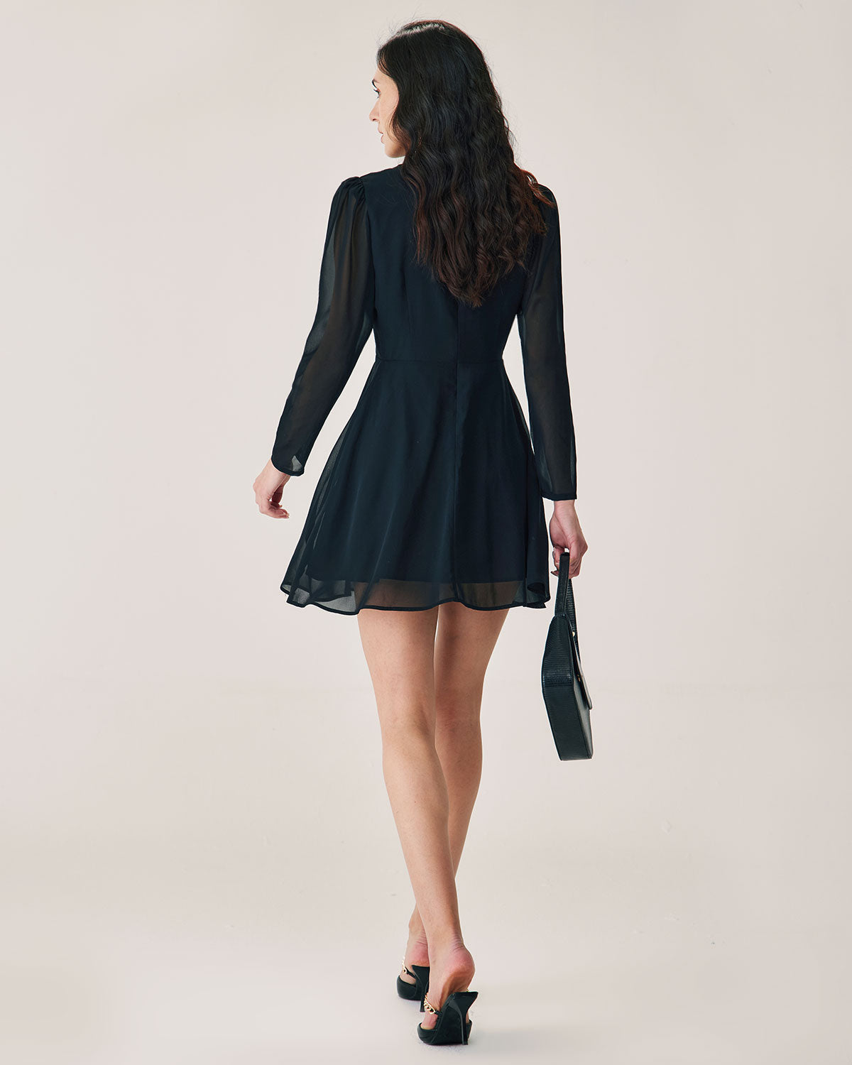 Belltoile™ Siyah Şifon Anvelop Mini Elbise