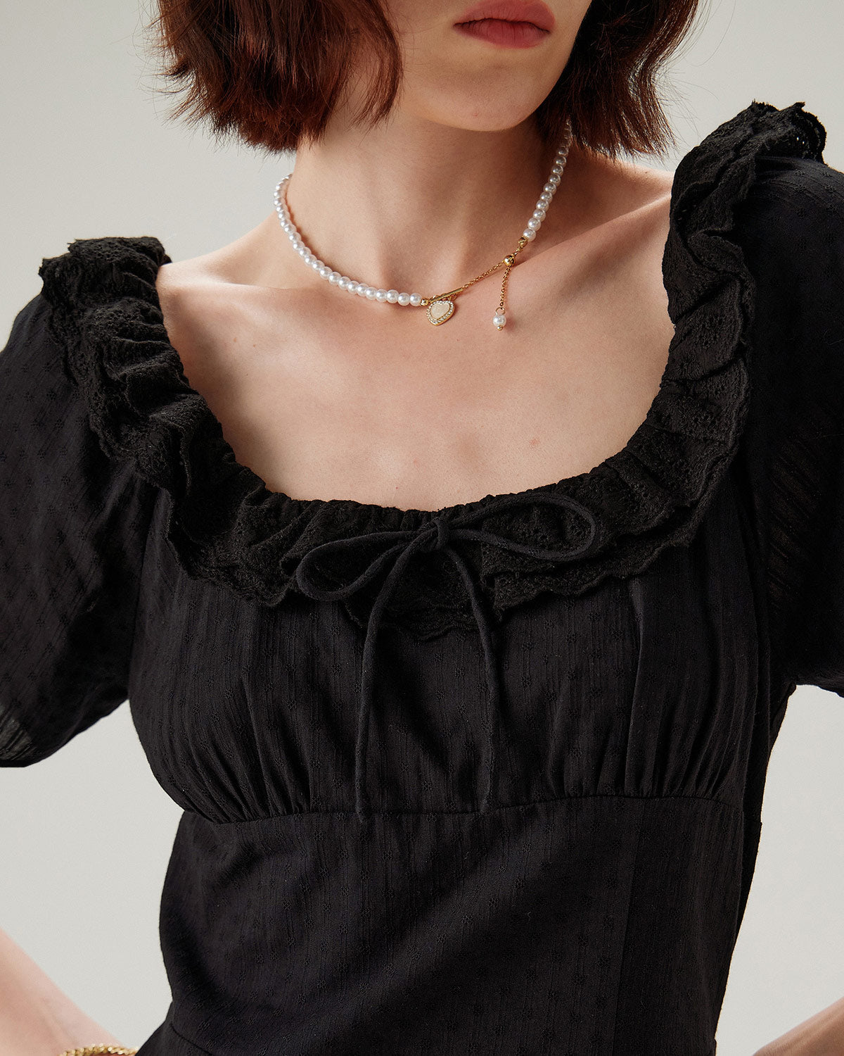 Belltoile™ Siyah Nakışlı Kabarık Kol Maxi Elbise