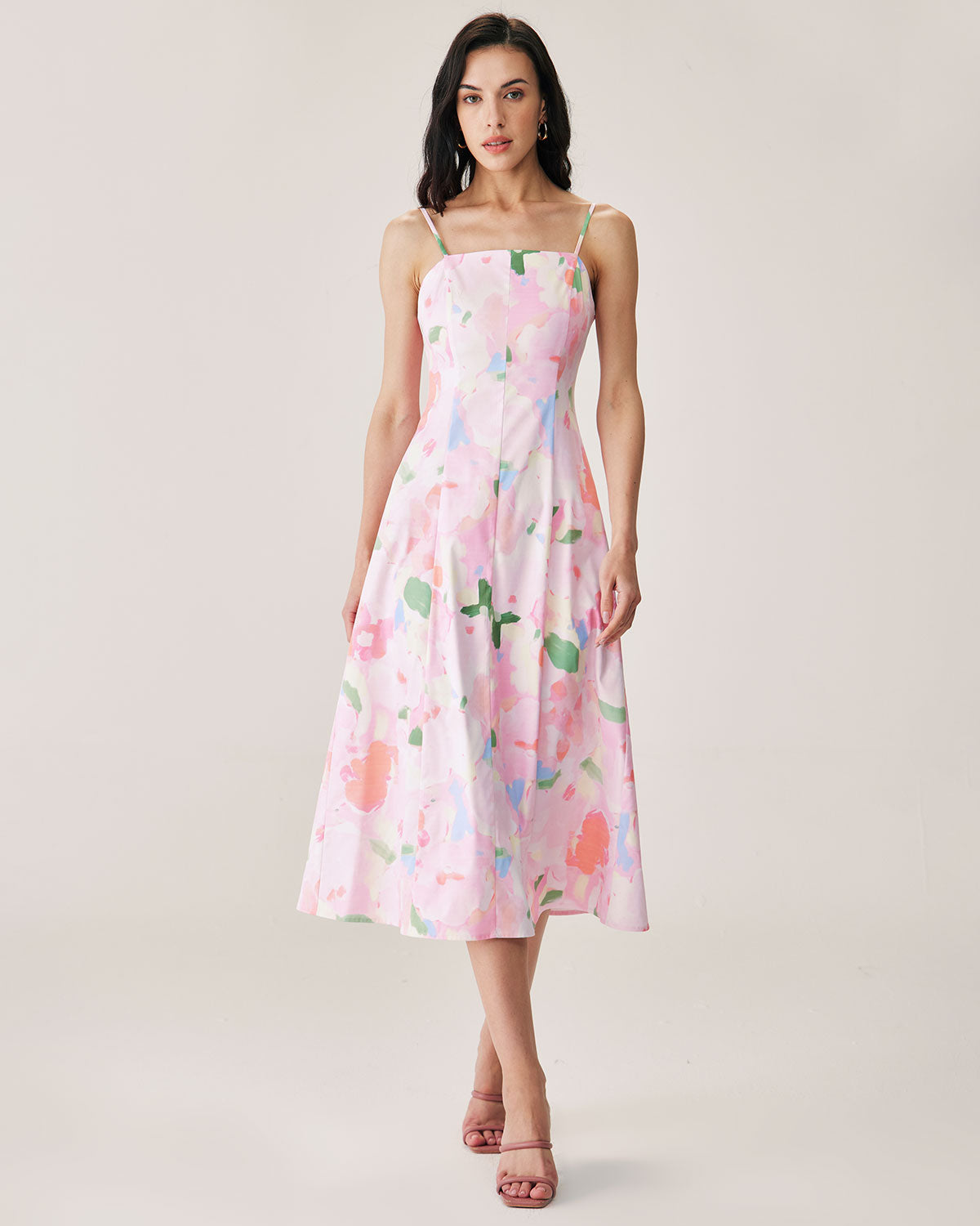 Belltoile™ Pembe Çiçekli Slip Midi Elbise