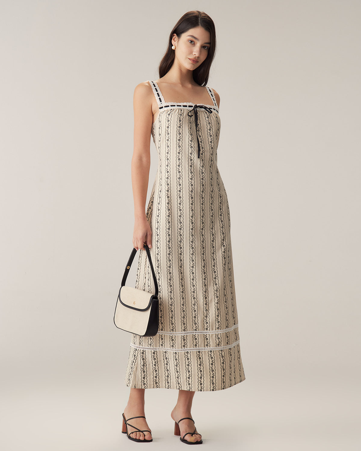 Belltoile™ Kayısı Çizgili Slip Maxi Elbise