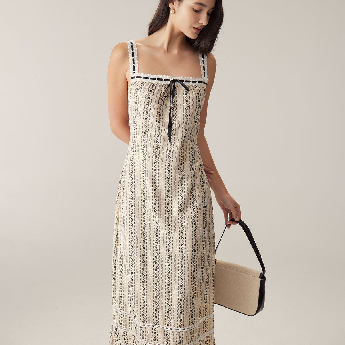 Belltoile™ Kayısı Çizgili Slip Maxi Elbise
