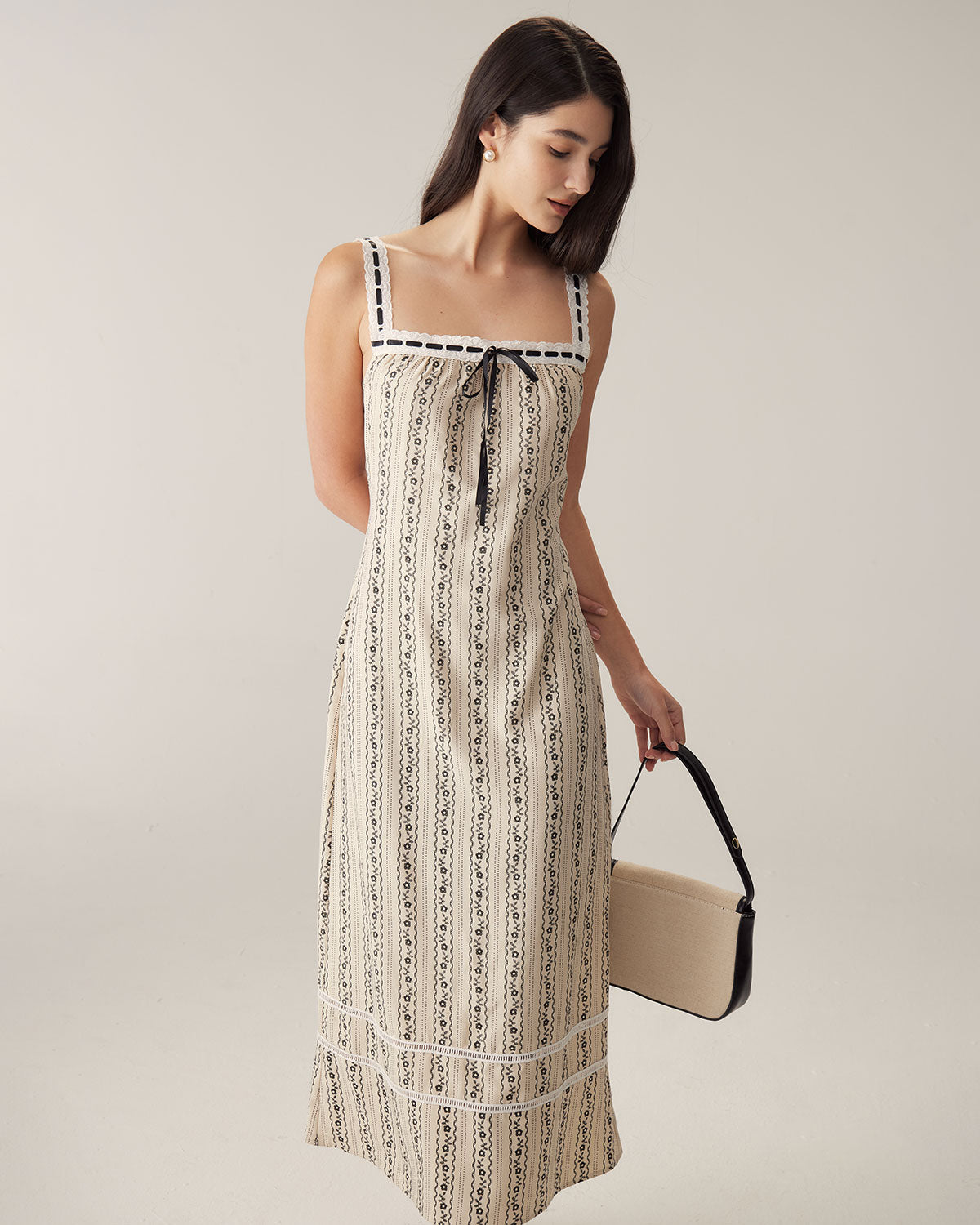 Belltoile™ Kayısı Çizgili Slip Maxi Elbise