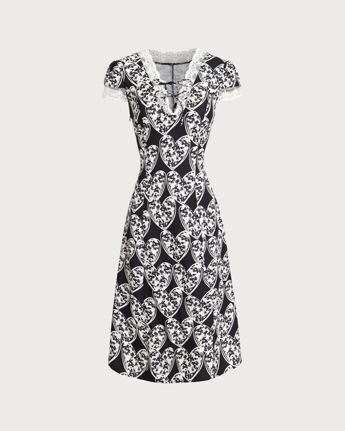Belltoile™ Siyah Çiçekli Dantelli Midi Elbise