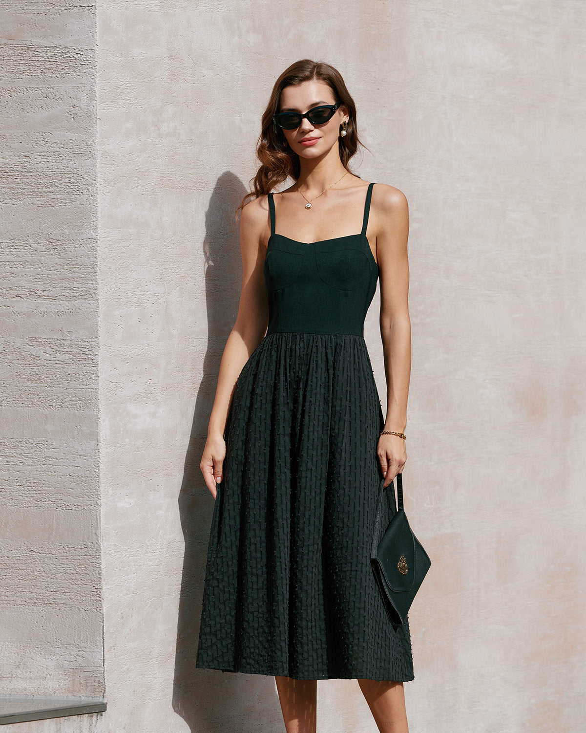 Belltoile Siyah Kalp Yaka Slip Midi Elbise