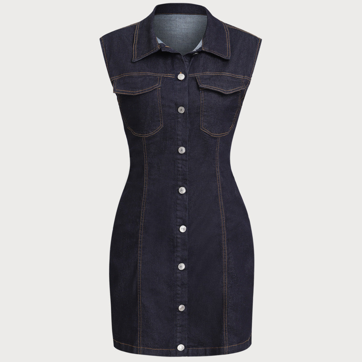 Belltoile™ Mavi Denim Kolsuz Mini Elbise