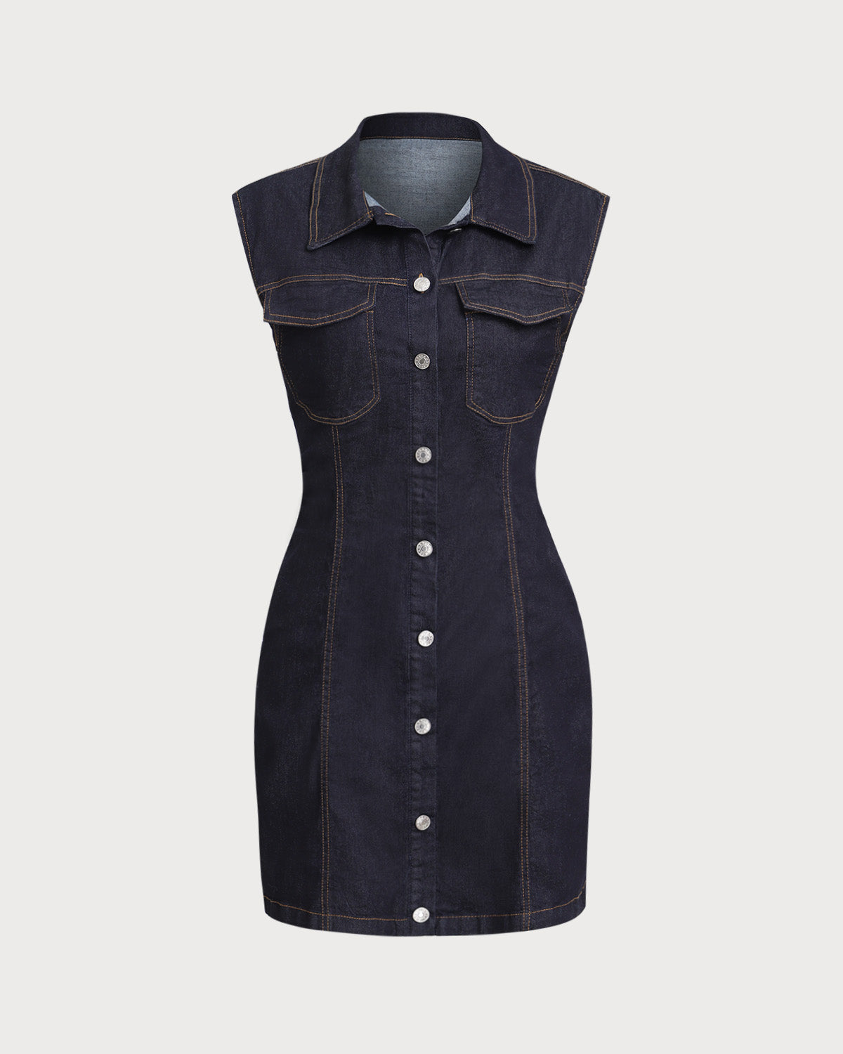 Belltoile™ Mavi Denim Kolsuz Mini Elbise