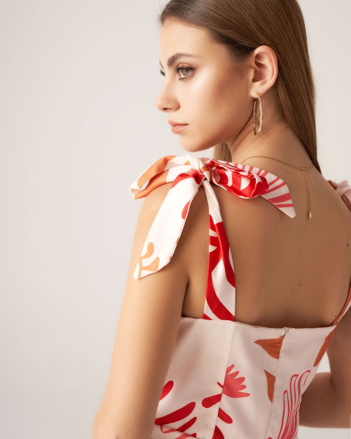 Belltoile™ Bettydress-Kırmızı Çiçekli Kravat Askılı Mini Elbise